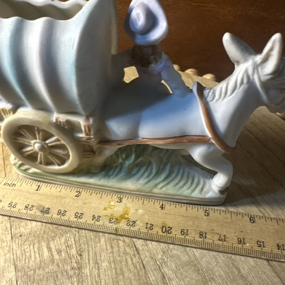 vintage donkey covered wagon planter Japan